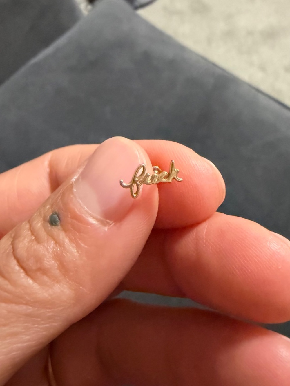 14k solid gold fu*k flat back earring - Picture 3 of 5